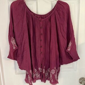 Gemstone batwing embroidered blouse